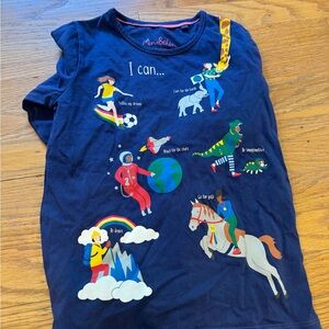 Mini Boden Blue T-Shirt with Inspirational Graphics NWOT
